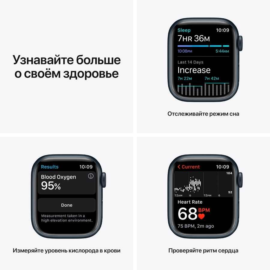 Apple Watch Series 7 GPS, 41mm, Midnight, Midnight Sport Band