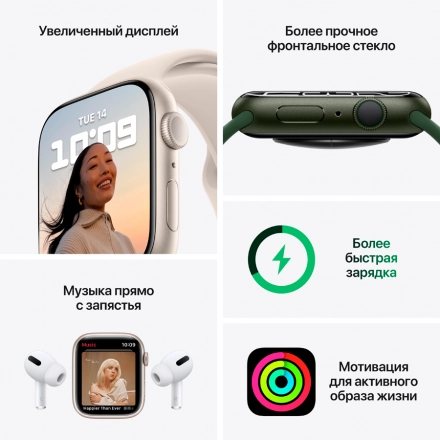 Apple Watch Series 7 GPS, 41mm, Midnight, Midnight Sport Band
