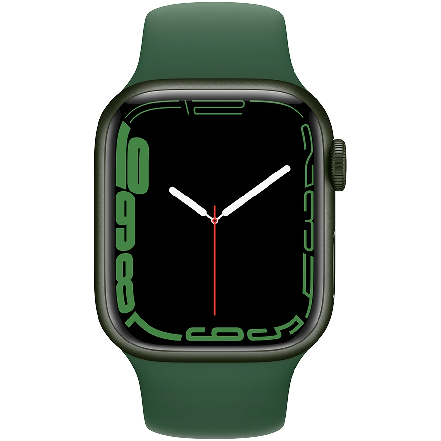 Apple Watch Series 7 GPS, 41мм, Зелёный, Спортивный ремешок цвета «зелёный клевер»