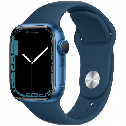 Apple Watch Series 7 GPS, 41мм, Синий, Спортивный ремешок цвета «синий омут»