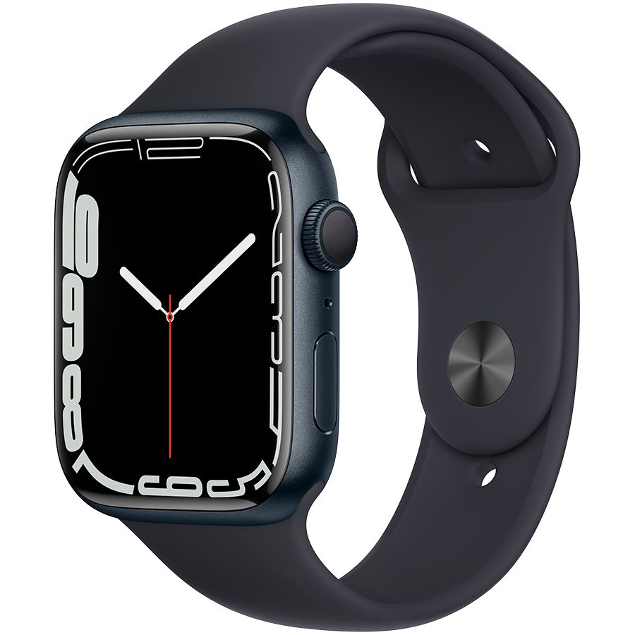 Купить Apple Watch Series 7 GPS, 45мм, Тёмная ночь, Спортивный