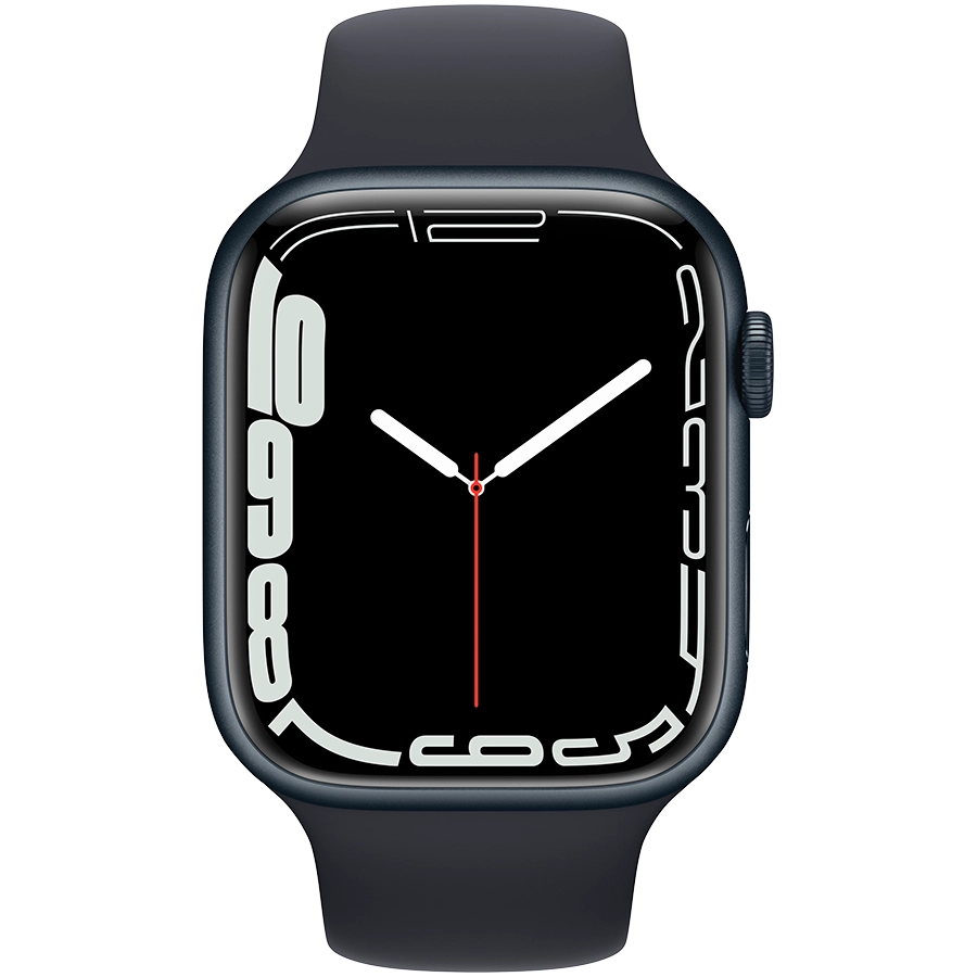 Apple Watch Series 7 GPS, 45мм, Тёмная ночь, Спортивный ремешок цвета «тёмная ночь»