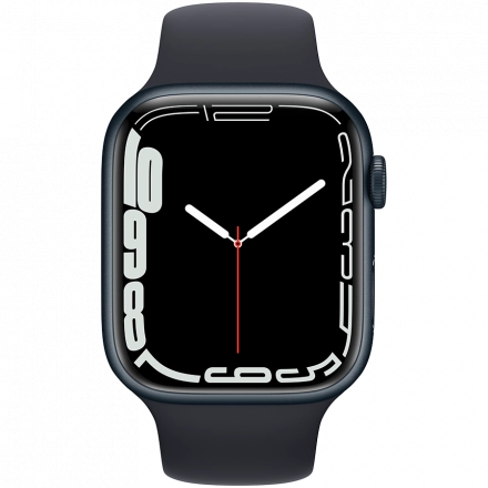 Apple Watch Series 7 GPS, 45мм, Тёмная ночь, Спортивный ремешок цвета «тёмная ночь»