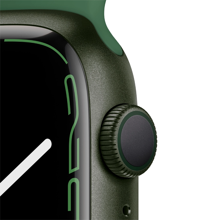 Apple Watch Series 7 GPS, 45мм, Зелёный, Спортивный ремешок цвета «зелёный клевер»