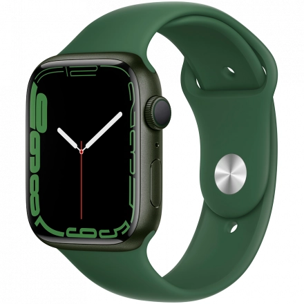 Apple Watch Series 7 GPS, 45мм, Зелёный, Спортивный ремешок цвета «зелёный клевер»