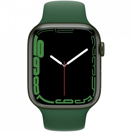 Apple Watch Series 7 GPS, 45мм, Зелёный, Спортивный ремешок цвета «зелёный клевер»