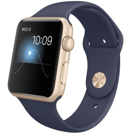 Apple Watch Series 1 Sport, 42мм, Золотой, Спортивный ремешок тёмно‑синего цвета