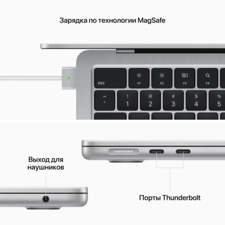 MacBook Air 13.6" Apple M2 (8C CPU/8C GPU), 8 ГБ, 256 ГБ, Серебристый