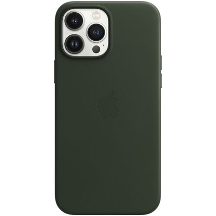 Чехол Apple Leather Case с MagSafe для iPhone 13 Pro Max, Зелёная секвойя