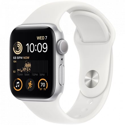Apple Watch SE GPS Gen.2, 40mm, Silver, Спортивний ремінець білого кольору в Первомайську