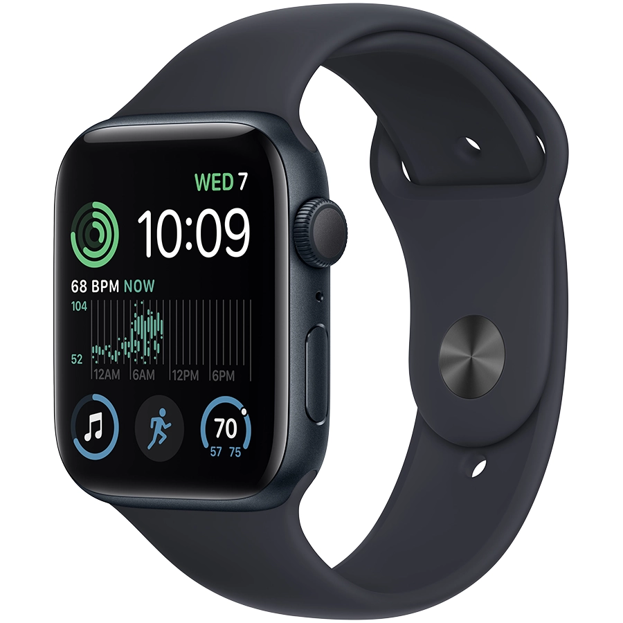 Apple Watch SE GPS Gen.2, 44мм, Тёмная ночь, Спортивный ремешок цвета «тёмная ночь»