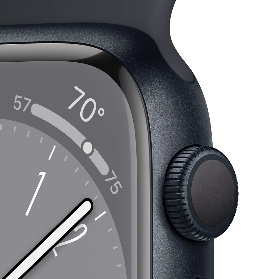 Apple Watch Series 8 GPS, 45мм, Тёмная ночь, Спортивный ремешок цвета «тёмная ночь»