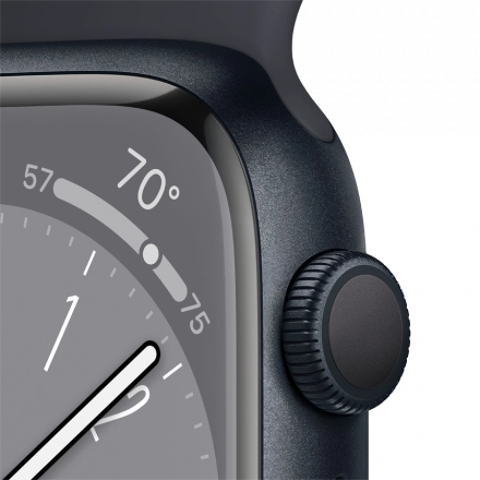 Apple Watch Series 8 GPS, 45мм, Тёмная ночь, Спортивный ремешок цвета «тёмная ночь»