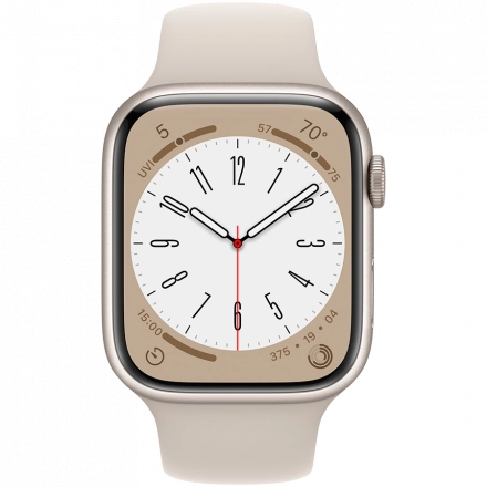 Apple Watch Series 8 GPS, 45мм, Сияющая звезда, Спортивный ремешок цвета «сияющая звезда»