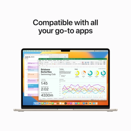 MacBook Air 15.3" Apple M2 (8C CPU/10C GPU), 8 ГБ, 256 ГБ, Сияющая звезда