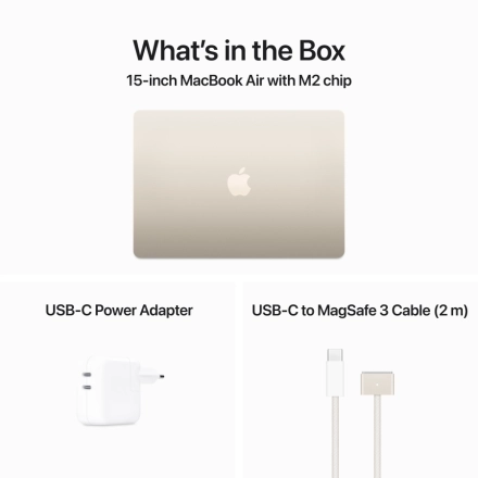 MacBook Air 15.3" Apple M2 (8C CPU/10C GPU), 8 ГБ, 256 ГБ, Сияющая звезда