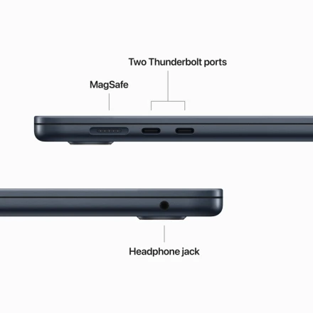 MacBook Air 15.3" Apple M2 (8C CPU/10C GPU), 8 ГБ, 256 ГБ, Тёмная ночь