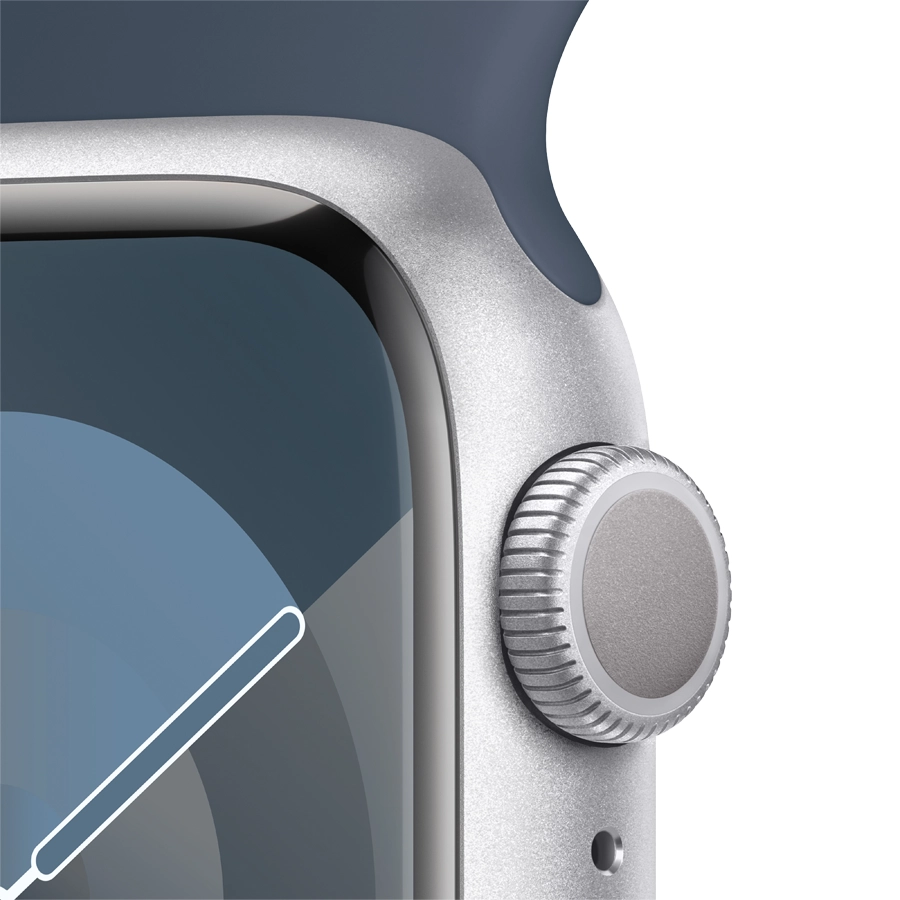 Apple Watch Series 9 GPS, 41mm, Silver, Storm Blue Sport Band, M/L