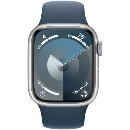 Apple Watch Series 9 GPS, 41mm, Silver, Storm Blue Sport Band, M/L