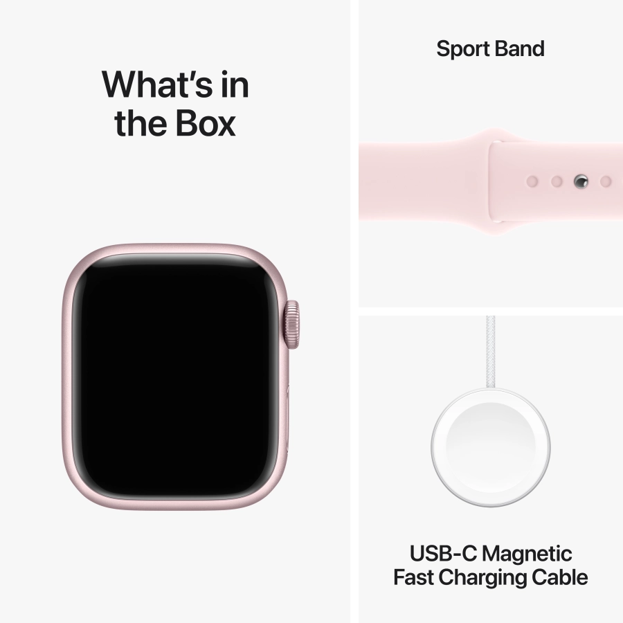 Apple Watch Series 9 GPS, 41mm, Pink, Light Pink Sport Band, M/L