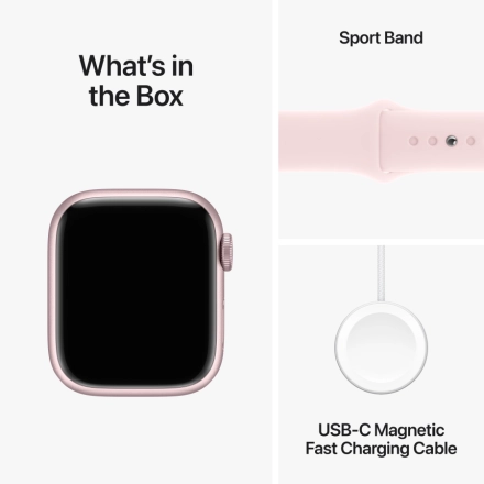 Apple Watch Series 9 GPS, 41mm, Pink, Light Pink Sport Band, M/L