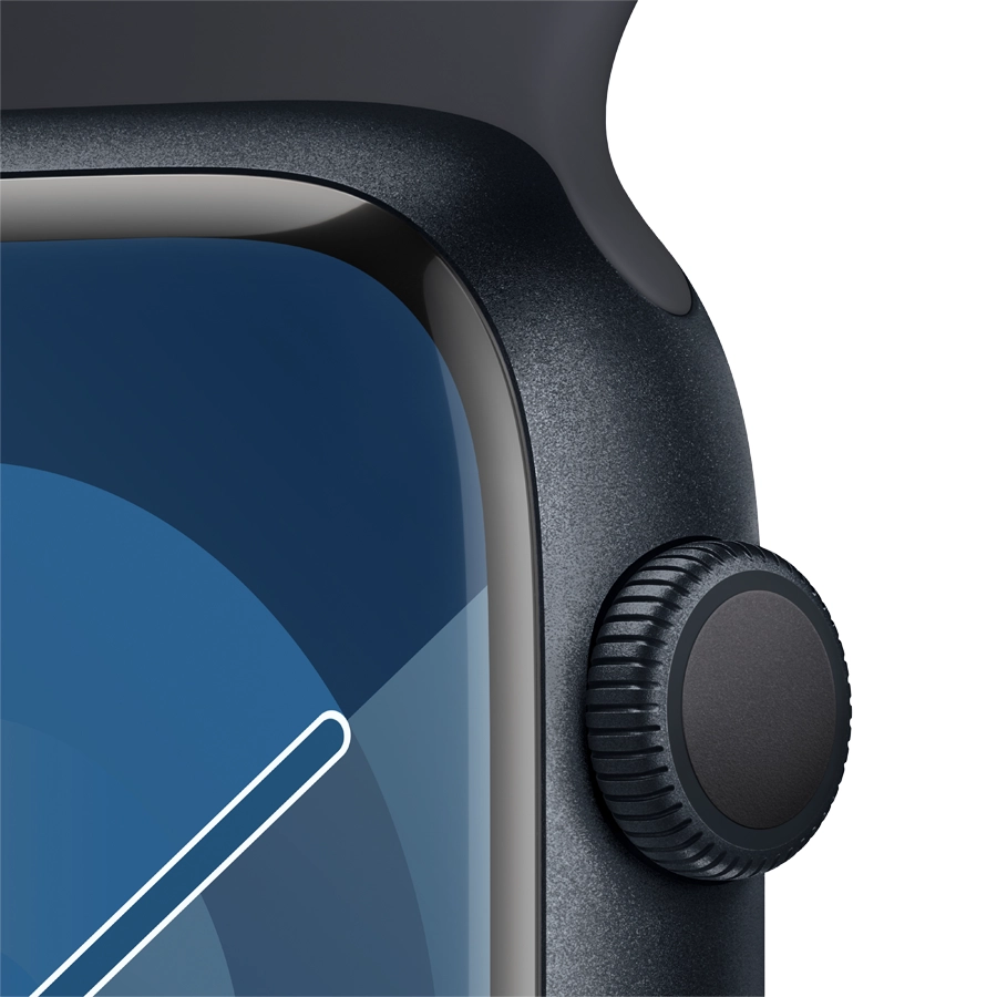 Apple Watch Series 9 GPS, 45мм, Тёмная ночь, Спортивный ремешок цвета «тёмная ночь», M/L