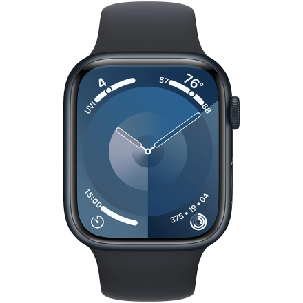 Apple Watch Series 9 GPS, 45мм, Тёмная ночь, Спортивный ремешок цвета «тёмная ночь», M/L
