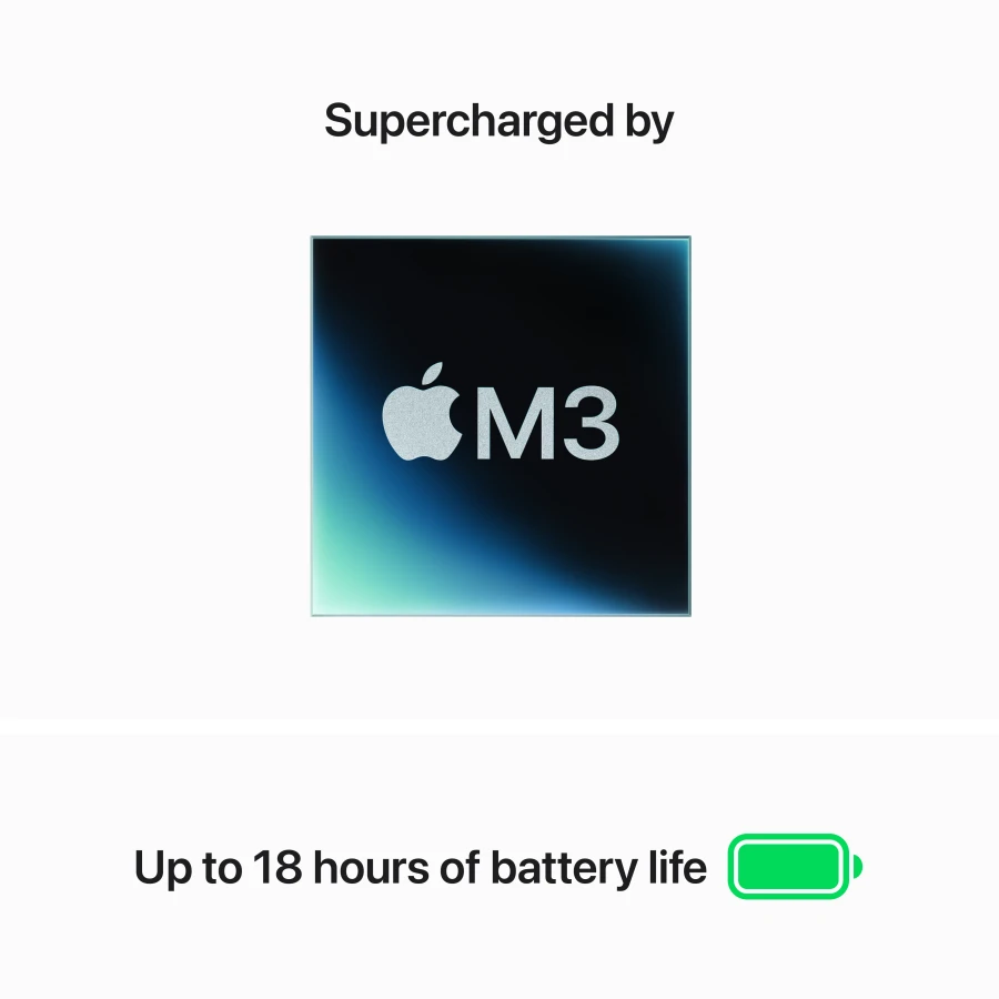 MacBook Air 13.6" Apple M3 (8C CPU/8C GPU), 8 GB, 256 GB, Midnight