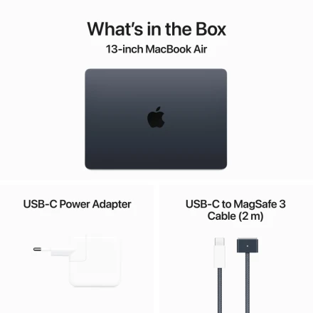 MacBook Air 13.6" Apple M3 (8C CPU/8C GPU), 8 GB, 256 GB, Midnight