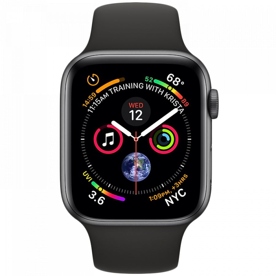 Смарт годинник Apple Watch Series 4 GPS, 44mm Space Grey Aluminium Case with Black Sport Band, Model A1978 Б\В