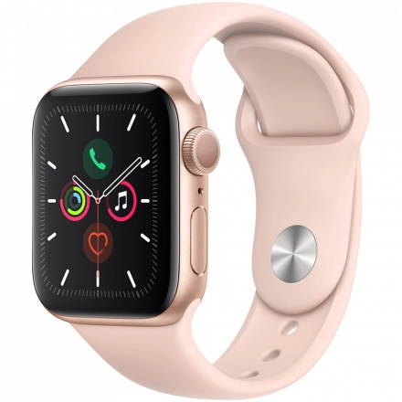 Apple Watch Series 5 GPS, 40мм, Золотой, Cпортивный ремешок цвета «розовый песок»