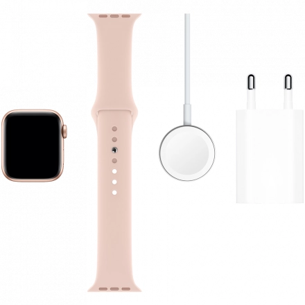Apple Watch Series 5 GPS, 40мм, Золотой, Cпортивный ремешок цвета «розовый песок»