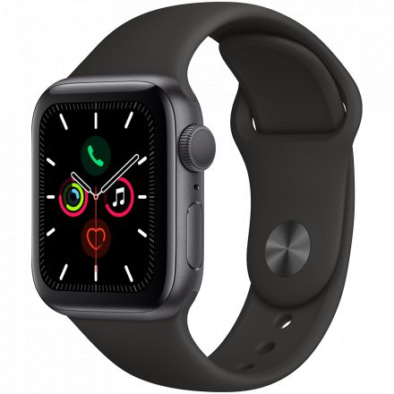 Apple Watch Series 5 GPS, 40mm, Space Gray, Спортивний ремінець чорного кольору