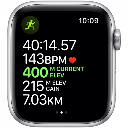 Apple Watch Series 5 GPS, 44мм, Серебристый, Спортивный ремешок белого цвета