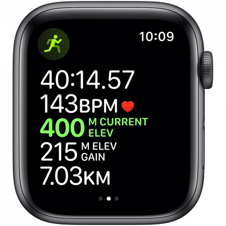 Apple Watch Series 5 GPS, 44мм, Серый космос, Cпортивный ремешок чёрного цвета