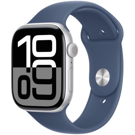 Apple Watch Series 10 GPS, 42mm, Silver, Denim Sport Band, M/L