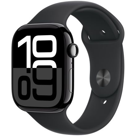 Apple Watch Series 10 GPS, 46мм, Оникс, Cпортивный ремешок чёрного цвета, M/L