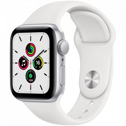 Apple Watch SE GPS, 40mm, Silver, Спортивний ремінець білого кольору в Стрию