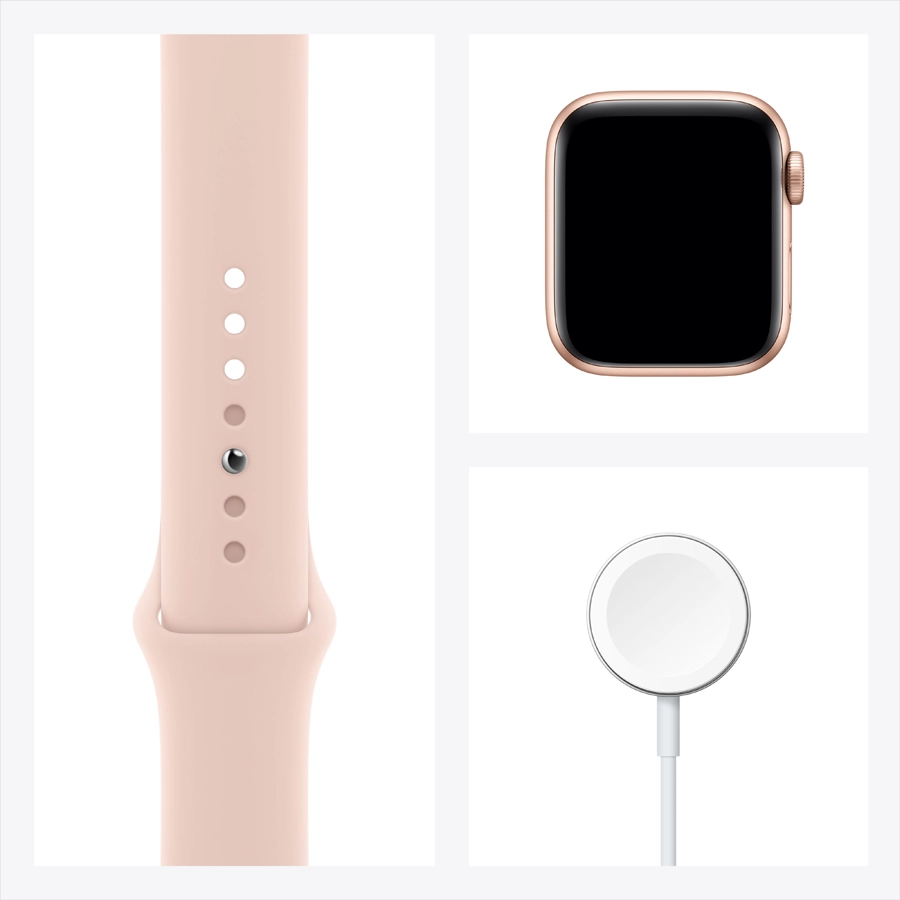 Apple Watch SE GPS, 40мм, Золотой, Cпортивный ремешок цвета «розовый песок»