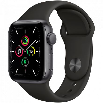 Apple Watch SE GPS, 40mm, Space Gray, Спортивний ремінець чорного кольору в Івано-Франківську