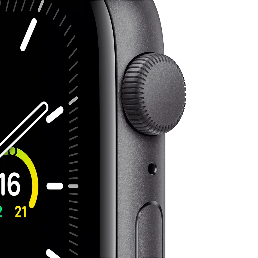 Apple Watch SE GPS, 44мм, Серый космос, Cпортивный ремешок чёрного цвета