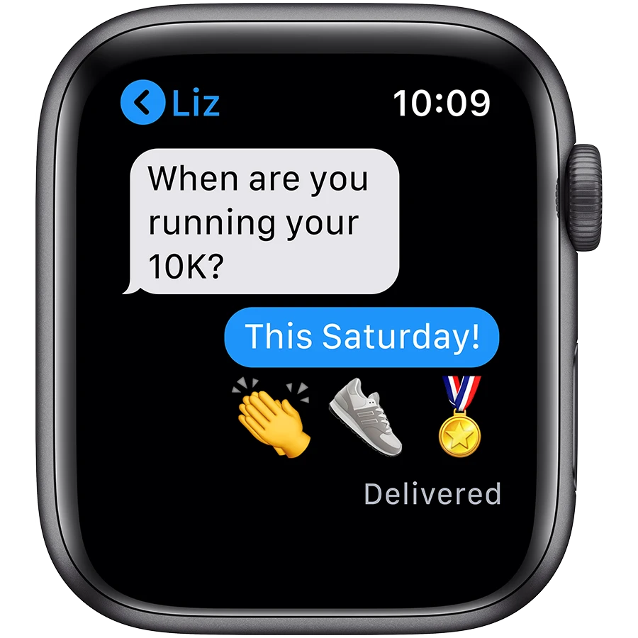 Apple Watch SE GPS, 44мм, Серый космос, Cпортивный ремешок чёрного цвета