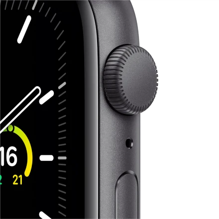 Apple Watch SE GPS, 44мм, Серый космос, Cпортивный ремешок чёрного цвета