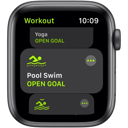 Apple Watch SE GPS, 44мм, Серый космос, Cпортивный ремешок чёрного цвета