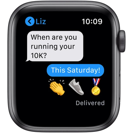 Apple Watch SE GPS, 44мм, Серый космос, Cпортивный ремешок чёрного цвета