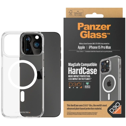 Защитный чехол PANZERGLASS HardCase MagSafe Compatible with D3O с MagSafe для iPhone 15 Pro Max, Прозрачный