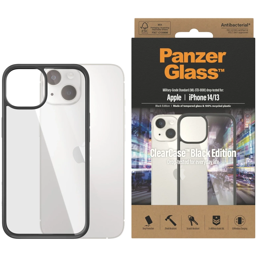 Защитный чехол PANZERGLASS ClearCase для iPhone 13/14, Чёрный