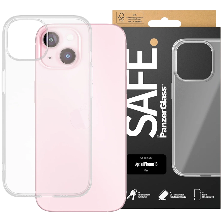 Чехол PANZERGLASS TPU Case для iPhone 15, Прозрачный